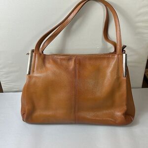 HESHE Leather Tote Purse Handbag Brown